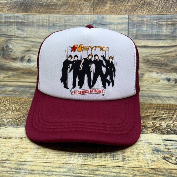 Boy Band Unisex Trucker Hat Maroon Snapback 90s Pop No Strings Attached Cap - Picture 2 of 7